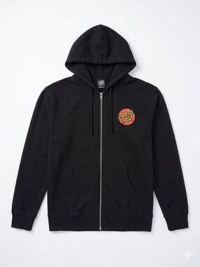 Santa Cruz Skateboards Black Full-Zip Hoodie with Red & Yellow Logo